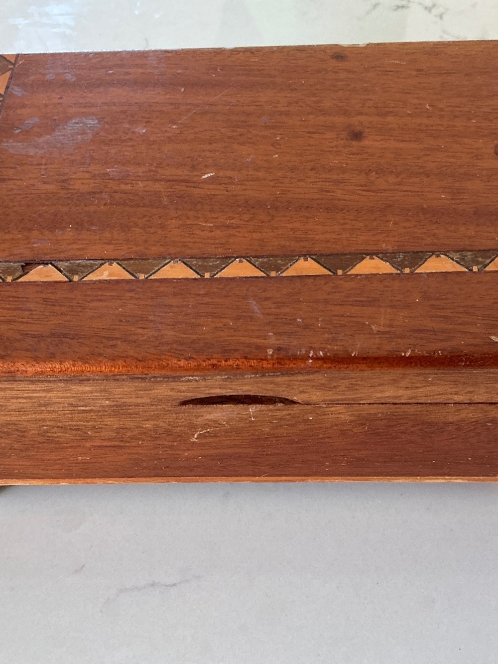 Vintage Inlaid Wood Music Box/Jewelry Box Velvet lined.